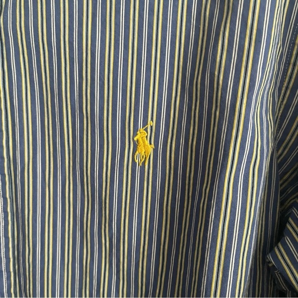 Vintage Ralph Lauren Custom Fit striped Button Down Shirt Men’s M 100 % cotton - Picture 7 of 9